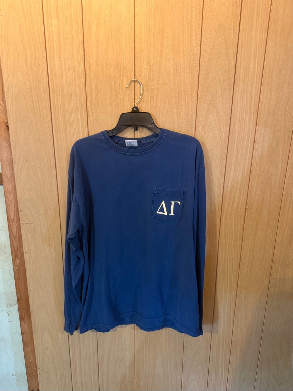 Navy Long Sleeve Pocket Tee - Delta Gamma